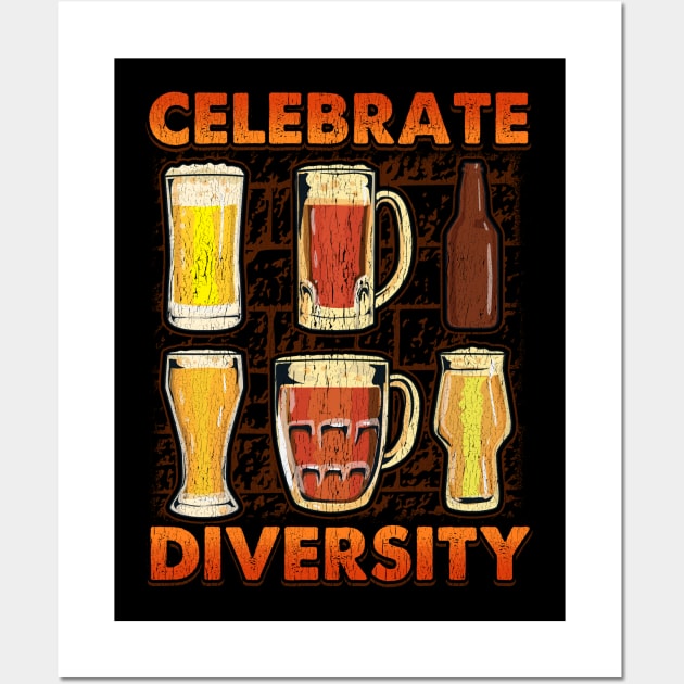 Celebrate Diversity Craft Beer Gifts Drinking Beer Brewery Wall Art by Proficient Tees